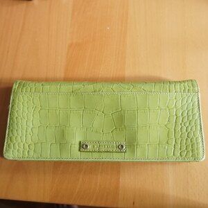 Anne Klein Green Croc Alligator Embossed Design Large Clutch (No Strap)